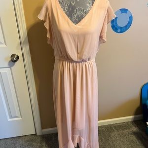 Pink sheer high low dress